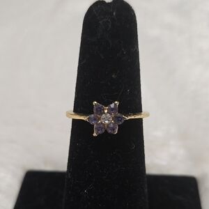 Gold and Purple Flower Ring.Size 5.5